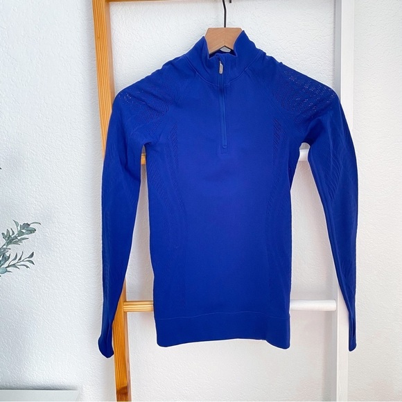 Lululemon Reveal 1/2 Zip Top Aurora Blue Laser Cut Long Sleeve Seamless - Picture 5 of 13